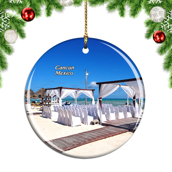 Mexico Cancun Beach Wedding Christmas Ornament