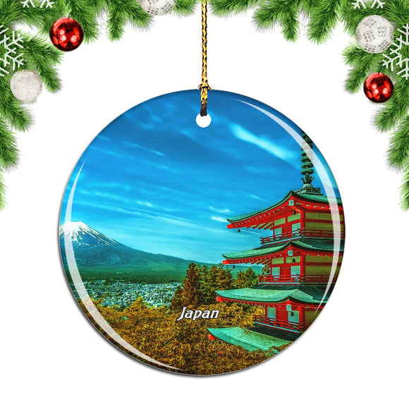 Mount Fuji Chureito Pagoda Japan Christmas Ornament