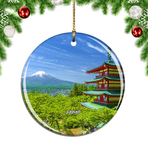 Mount Fuji Chureito Pagoda Japan Christmas Ornament