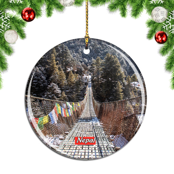 Nepal Himalayas Bridge Christmas Ornament