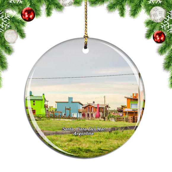 Santa Clara Del Mar Houses Argentina Christmas Ornament