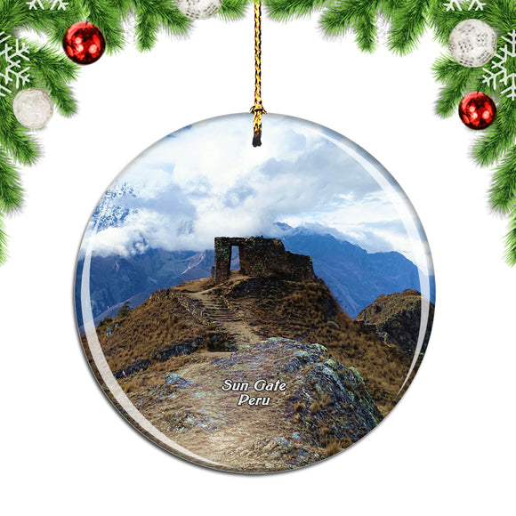 Sun Gate Andes Peru Christmas Ornament