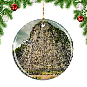 Thailand Buddha Mountain Sattahip Christmas Ornament