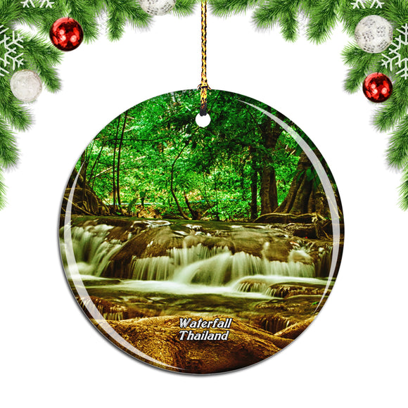 Thailand Waterfall Forest Christmas Ornament