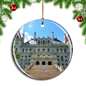 USA America Albany Capitol Building Christmas Ornament