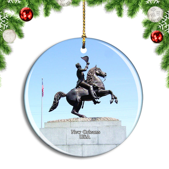 USA America Andrew Jackson Statue New Orleans Christmas Ornament