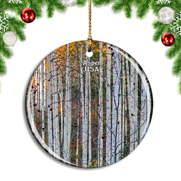 USA America Aspen Tree Christmas Ornament