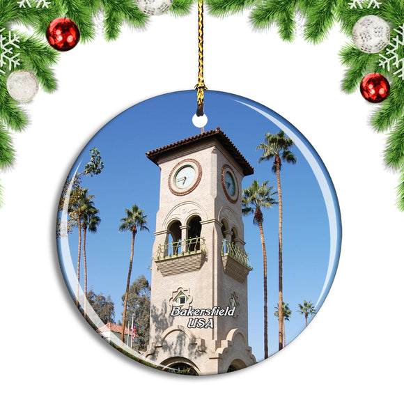 USA America Bakersfield Clock Tower Christmas Ornament