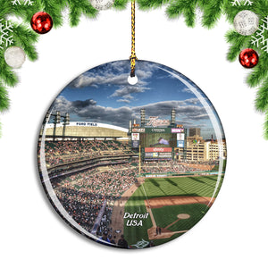 USA America Baseball Detroit Field Christmas Ornament