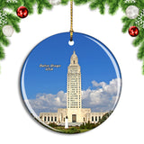 USA America Baton Rouge Capitol Building Louisiana Christmas Ornament