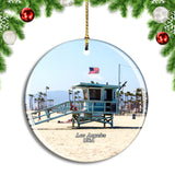 USA America Beach Lifeguard Tower Los Angeles Christmas Ornament