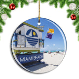 USA America Beach Miami Christmas Ornament