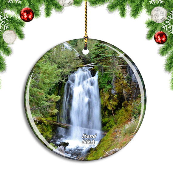 USA America Bend Tumalo Falls Christmas Ornament