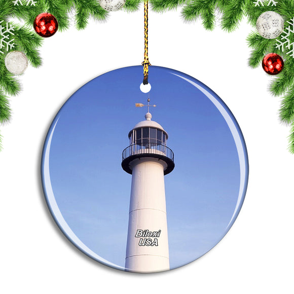 USA America Biloxi Lighthouse Christmas Ornament