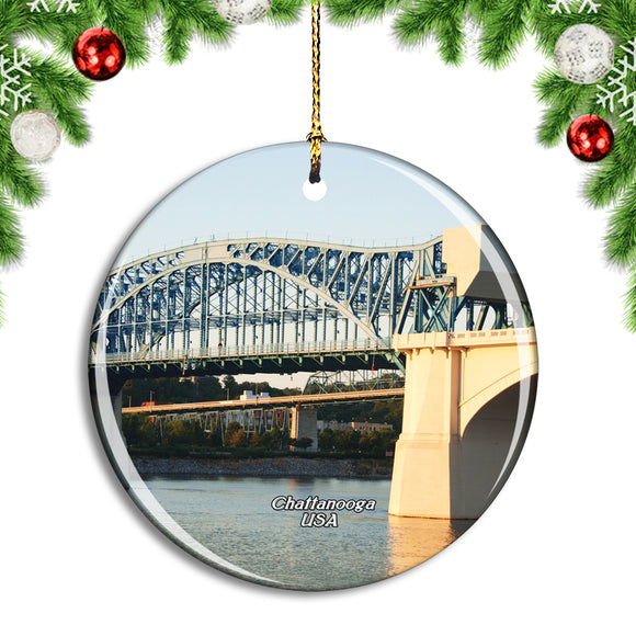 USA America Bridge Chattanooga Christmas Ornament