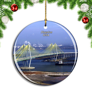 USA America Bridge Houston Christmas Ornament