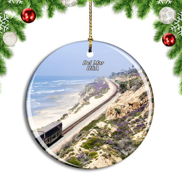 USA America California San Diego Del Mar Christmas Ornament