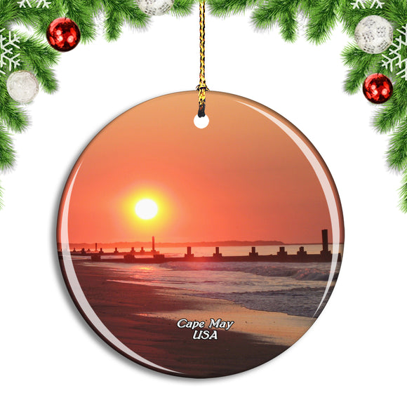 USA America Cape May Beach Christmas Ornament