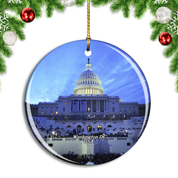 USA America Capitol Hill Washington Dc Christmas Ornament