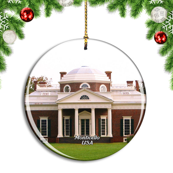 USA America Charlottesville Monticello Christmas Ornament