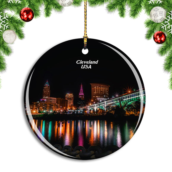 USA America Cleveland Ohio Christmas Ornament