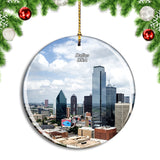 USA America Dallas Skyline Christmas Ornament