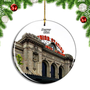 USA America Denver Colorado Union Station Christmas Ornament