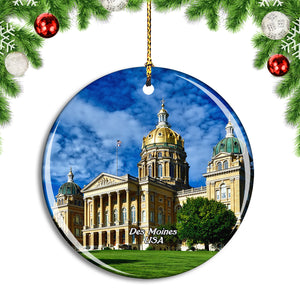 USA America Des Moines Iowa State Capitol Building Christmas Ornament