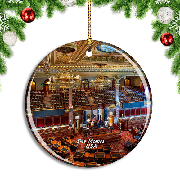 USA America Des Moines Iowa State Capitol Christmas Ornament