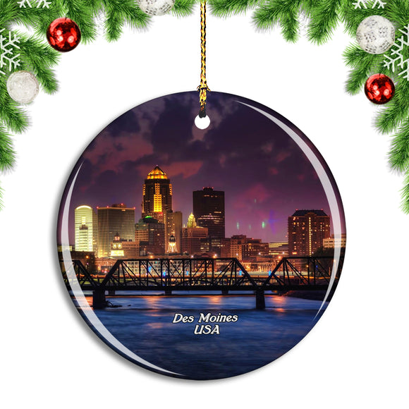 USA America Des Moines Iowa Christmas Ornament