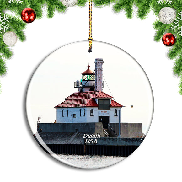 USA America Duluth Minnesota Lighthouse Christmas Ornament