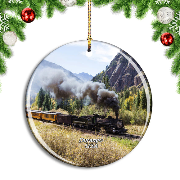 USA America Durango Colorado Steam Locomotive Christmas Ornament