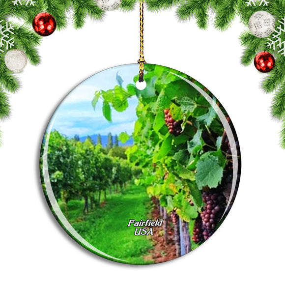 USA America Fairfield Vineyard Christmas Ornament