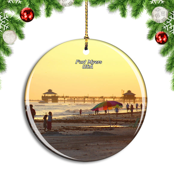 USA America Fort Myers Beach Christmas Ornament