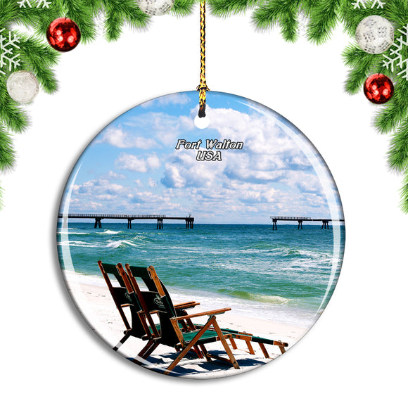 USA America Fort Walton Beach Christmas Ornament