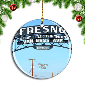 USA America Fresno Christmas Ornament