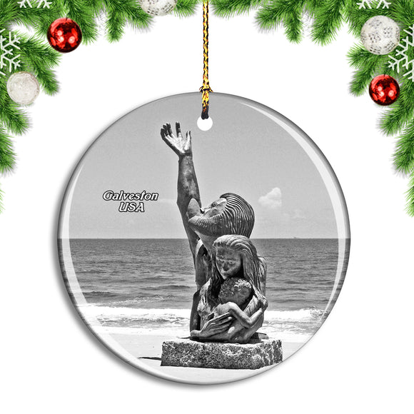 USA America Galveston Statue Christmas Ornament