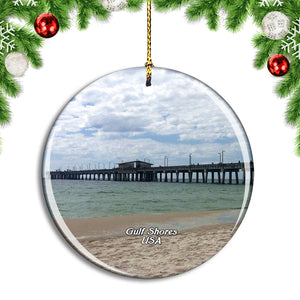 USA America Gulf Shores Fishing Pier Christmas Ornament