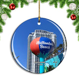 USA America Hallandale Beach Christmas Ornament