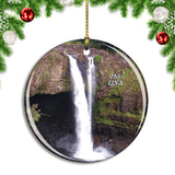 USA America Hilo Rainbow Falls Christmas Ornament