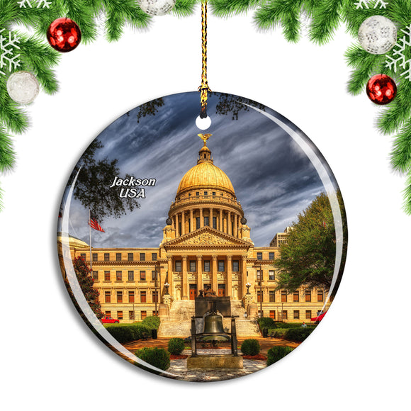 USA America Jackson Mississippi State Capitol Christmas Ornament