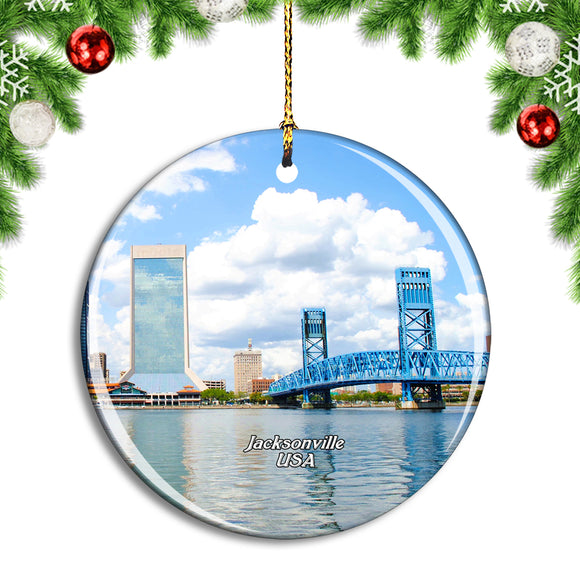 USA America Jacksonville Bridge Florida Christmas Ornament