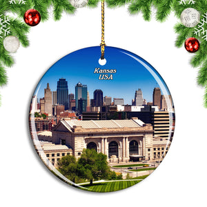 USA America Kansas Cityline Christmas Ornament