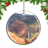 USA America Kauai Hawaii Waterfall Christmas Ornament