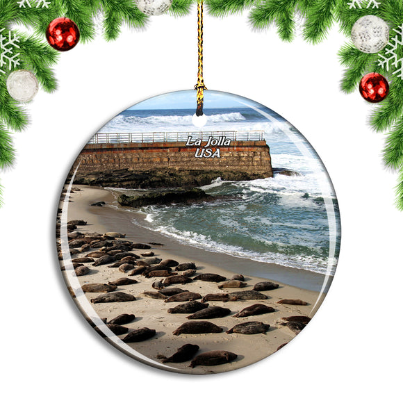 USA America La Jolla Cove Christmas Ornament