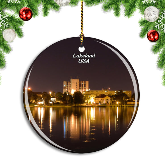 USA America Lakeland Florida Christmas Ornament