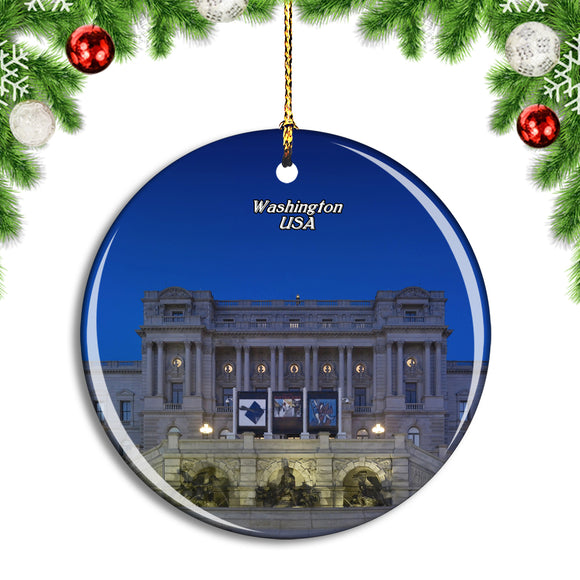 USA America Library Of Congress Washington Christmas Ornament