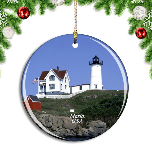 USA America Light House Marin County Christmas Ornament