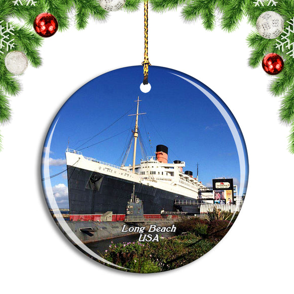 USA America Long Beach The Queen Mary Christmas Ornament