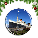 USA America Long Beach The Queen Mary Christmas Ornament